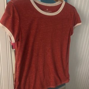 Distressed Red and White Top